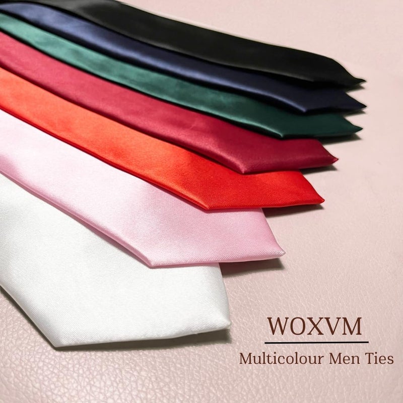 WOXVM Men's Ties Classic Solid Satin Tie Pure Color 3.15" Mens Necktie, Premium Formal Black Ties For Men Business & Wedding - Image 5